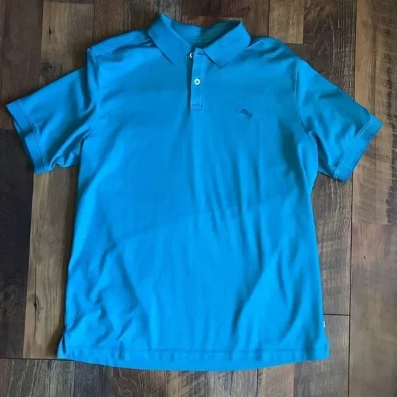 Tommy Bahama turquoise blue golf shirt Men’s SZ Medium New with tags FLAW - Picture 3 of 7